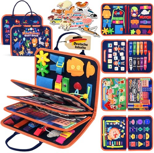 ZOOI Busy Board Montessori Spielzeug ab 1 Jahr, Busy Book Kinderspielzeug ab 1 2 3 Jahre, Baby Geschenk Spielzeug ab 1 2 3 Jahre, Einschulung Mädchen, Schultüte Füllung