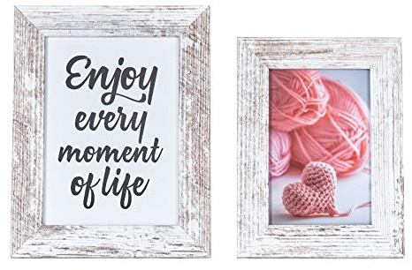 levandeo 2er Set Bilderrahmen Weiß braun gewischt Holz 10x15 13x18 Shabby Chic Vintage Landhausstil Portraitrahmen Fotorahmen Einzelrahmen