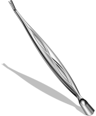 BEZOX 2 in 1 Nagelhautschieber und trimmer mit Gabel – Professionelles Nagelhautentfernungswerkzeug aus Edelstahl für schmerzfreie Maniküre und Pediküre (Silber)