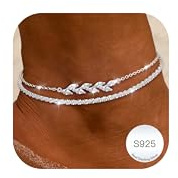 LOLIAS Layered Fussketten für Frauen Silber 925 Wasserdicht Sommer Schmuck | Fußkettchen für Damen Silber 925 Fußkette Damen Schmetterling Herz Perlen CZ Fusskettchen Silber 925 Damen Strand Geschenk