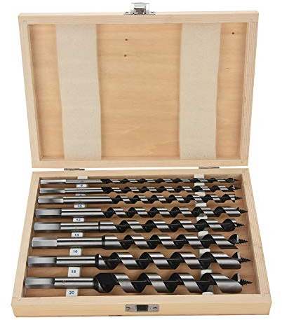 Schlangenbohrer Set, 8Tlg Holzbohrer Set Schlangenbohrer Spiralbohrer Holz Spiralbohrer-Satz für Metall Zubehör Schlagbohrmaschin (6, 8, 10, 12, 14, 16, 18, 20 mm)
