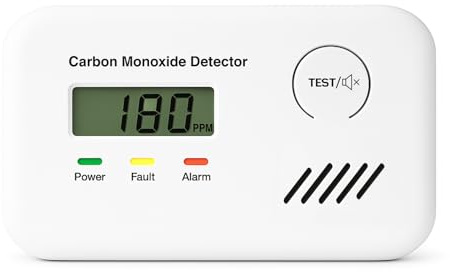 ZYTA Kohlenmonoxid Melder – CO Melder mit LCD-Anzeige, austauschbarer Batterie und 10-Jahres-Sensor, tragbarer CO Melder Kohlenmonoxid-Melder für Zuhause mit CO-Spitzenwertspeicher, EN50291