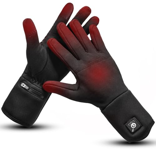 day wolf Beheizbare dünne Handschuhe für Damen & Herren, 7,4 V 2200 mAh Akku, 3 Heizstufen, Touchscreen – wiederaufladbare Heizhandschuhe für Skifahren, Snowboarden, Radfahren & Wandern