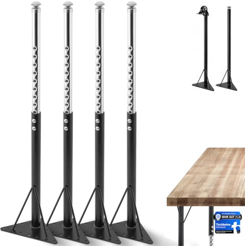 HEIMSTARK 52-75 cm höhenverstellbare Tischbeine – Super-belastbar [Wackelfrei] – Metall 4er Set mit bodenschonendem Drehfuß | Verstellbare Schreibtischbeine für funktionale Möbel | Einfache Montage