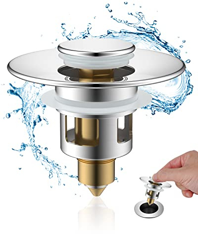 Hibbent Waschbeckenstöpsel (25-46mm), Abflusssieb Ablaufgarnitur Stöpsel Waschbecken, Messing Bounce Core Push-Type Drain Plug, Universal Sink Stopper Ersatz für Bad und Küche