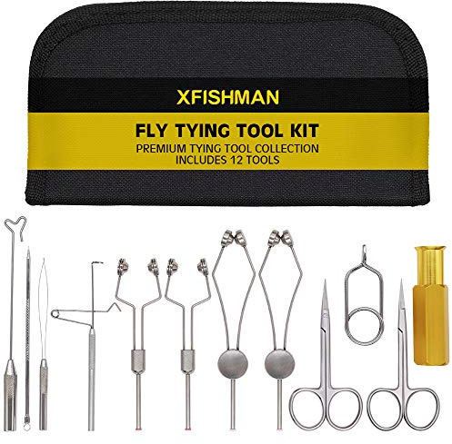 XFISHMAN Fliegenbinden-Set zum Fliegenfischen, Binden, Fliegen mit Werkzeugen und Materialien