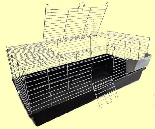 1,20 m Neues Modell Hasenkäfig Nagerkäfig Kaninchenkäfig Käfig Stall Meerschweinchen schwarz