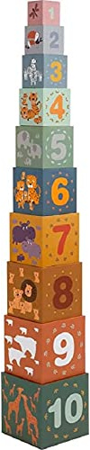 small foot Stapelwürfel "Safari", Motorikspielzeug, Sortierspiel zum Zählen lernen, für Kinder ab 12 Monaten, 11957