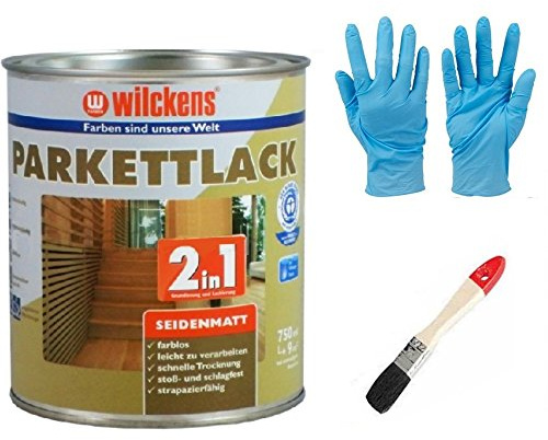 2 in 1 Hartlack Parkettlack, Grundierung und Lackierung inkl. 1 Pinsel von E-Com24 750 ml seidenmatt