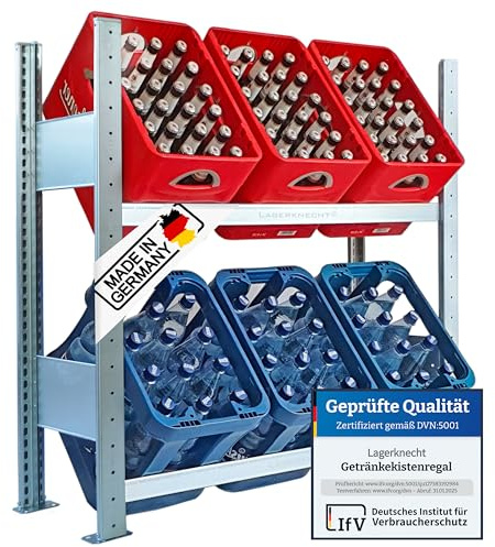 Lagerknecht Getränkekistenregal 6 Kisten Made in Germany professionelle Ordnung für Kisten; Regal für Getränkekisten, Getränkeregal, Wasserkistenregal, Bierkistenregal