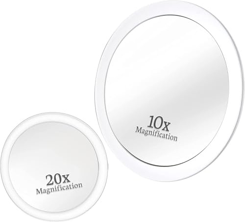 MIRRORVANA Vergrößerungsspiegel-Set, 20-Fach & 10-Fach, Saugnapf 15 & 10 cm | Runder Kosmetikspiegel & Schminkspiegel fürs Badezimmer – zwei praktische Größen für jede Beauty-Routine, stilvoll zugleich