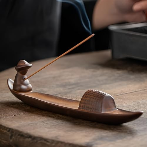 Räucherstäbchen Halter Keramik Boot Design Für Meditation Yoga Raum Duft Deko Räucherstäbchen Halterung Aschefänger Stilvoller Incense Holder Für Zuhause Büro Entspannung Geschenkidee