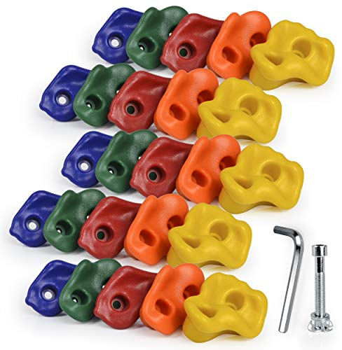 CHAIRLIN Klettersteine Kinder Klettergriffe für Spielturm Kletterwände, bunt für eine Kletterfläche, belastbar bis 200 kg 25 Stück inkl. Schraubenset …