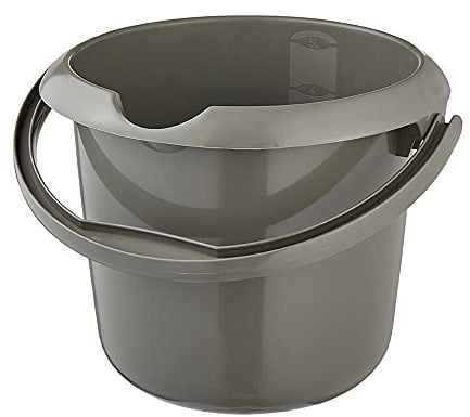 keeeper Eimer mit integrierter Mess-Skala und ergonomischem Griff, 5 l, Mika Eco Line, Eco-Grau
