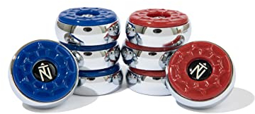 TRUE NORTH Shuffleboard Pucks, 53 mm, 8 Stück, blau/rot.