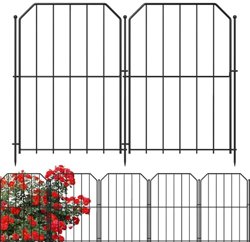 Yeabett Gartenzaun 19 Stück, Dekorativer Metallzaun 31cm(B) × 41cm(H), Hundezaun Outdoor Tierbarriere für Blumenbeet Hof Patio