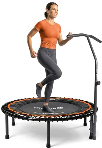 MXL Fit Bounce Pro Bungee-Rebounder mit T-Griff – Premium-Indoor-Mini-Trampolin für Erwachsene und Kinder, leise, stoßdämpfende Sprungkraft, halb zusammenklappbar mit faltbaren Stahlbeinen und