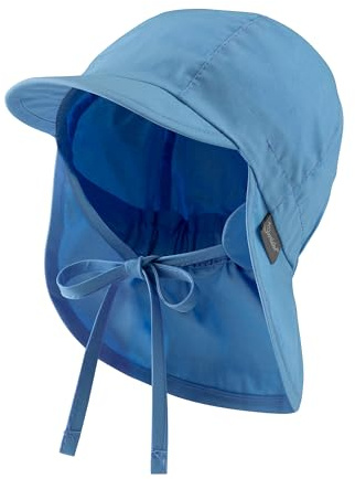 Sterntaler Schirmmütze Nacken Basic - Unisex Baby- und Kinder Mütze mit Nackenschutz - UV-Schutz 50+ Hut aus Popeline (Bio) - leichte Sommer Kopfbedeckung mit Gummiband - samtblau, Größe 51
