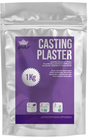 BWAY Giesspulver Weiss Für Silikonforme - Gipsformen Zum Gießen - Bastelmaterial für DIY, Modellbau, Dekorationen und vielseitige kreative Projekte – Gießpulver Weiß 1 Kg