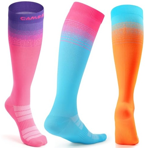CAMBIVO Kompressionsstrümpfe Damen 3er Pack, Stützstrümpfe 15-20 mmHg, Kompressionssocken Reise, Running, Flug, Thrombosestrümpfe für Schwangerschaft