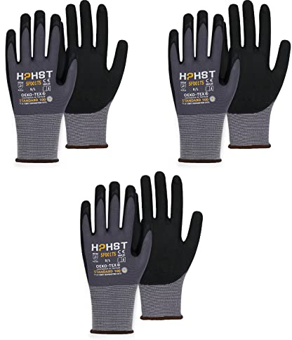 HPHST Arbeitshandschuhe SF001TS Handschuhe 3 Paar Montagehandschuhe für Damen und Herren Gloves Ergonomisches Design Smart Touch Größe 7/S