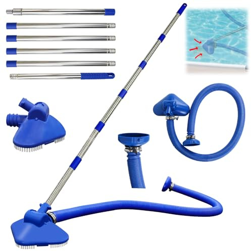 Pool Staubsauger, Pool Zubehör Poolsauger mit Teleskopstange, Pool Sauger mit Schlauch und Pools Einlaufdüse, Poolsauger Bodensauger mit Starker Saugleistung,Poolreiniger für Spas,Whirlpools,Pools (A)