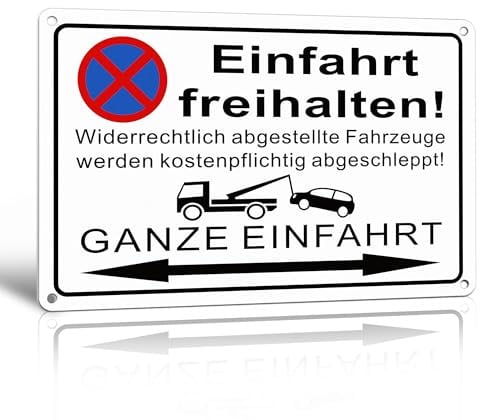 TAKULA Einfahrt Freihalten Schilder Ausfahrt Freihalten Schild(30 * 20CM Aluminium),Ein und Ausfahrt Freihalten Schild Parken Verboten