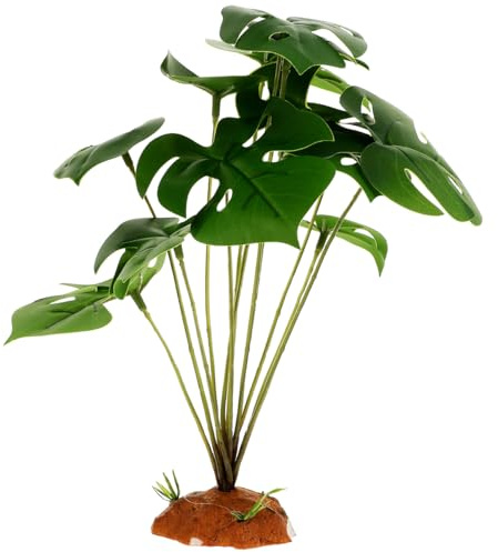 Milisten Künstliche Terrarienpflanze (24 x 24 cm) - Naturgetreue Reptilien Pflanze für Regenwald-Habitate - Ungiftige Deko für Bartagamen, Geckos, Schlangen & Amphibien - Realistisches Terrarium Zube