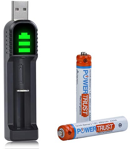 AAAA-Batterie, PowerTrust 2PCs Wieder aufgeladen AAAA NI-MH Akku und Ladegerät für Surface Pen,Touch Screen Pen, Surface Pro 3/4 Stift, Digital Pen MS