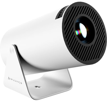 HY300 Pro Tragbarer Mini-Projektor mit WiFi 6 und Bluetooth 5.0 Smart Projektor 1080P Unterstützung Video Projektor 4K Decode mit eingebautem Android 11.0 (White)