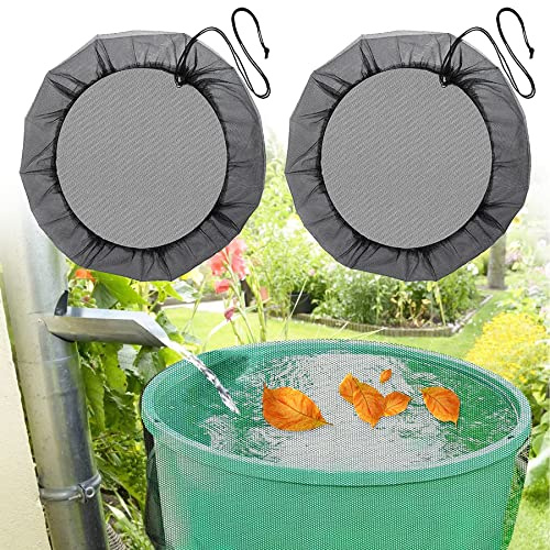 2 Stück Netz für Regentonne, Ø 60 cm, Abdeckung für Regentonne mit Kordel, verstellbares Schutznetz, Schutz gegen Blätter, Mücken