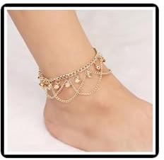 Jingle Bells Fußkettchen Boho Mehrlagige Glocken Quasten Fußkette Strand Verstellbar Barfuß-Sandalen Schmuck für Frauen Mädchen Teenageralter (Gold)