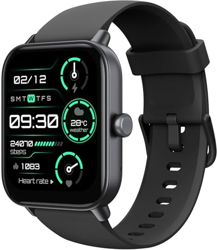 TOOBUR Smartwatch Herren Damen mit Alexa und Telefonfunktion, 1,8 Fitnessuhr mit 100 Sports, 24/7 Puls, Schrittzähler und Fitness-Tracker, IP68 Wasserdicht für Schwimmen, Kompatibel Android iOS