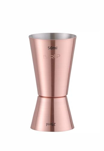 HENDI Cocktail Messbecher, BarUp, 2 verschiedene Messmengen, polierte Ausführung, Cocktailmessbecher, Jigger, Barmaß, 25/50ml, ø40x(H)85mm, Edelstahl, verkupfert