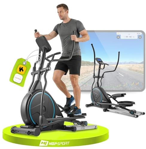 Hop-Sport Crosstrainer HS-160CF Stage mit 12 Trainingsprogrammen, Crosstrainer für Zuhause mit Transportrollen