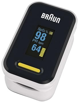 Braun Pulsoximeter 1 | Präzises Blutsauerstoffmessgerät | Einfach zu Hause zu verwenden | Für Patienten mit COPD, Lungenentzündung, Schlafapnoe | Ideal für Sportler | YK-81CEU