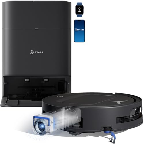 ECOVACS DEEBOT T80 Omni Saugroboter mit Wischfunktion, 18.000 Pa, OZMO Roller Wischwalze mit kontinuierlicher Frischwasser-Selbstreinigung, ZeroTangle 3.0,Moppwäsche mit 40-75℃ heißem Wasser, Schwarz
