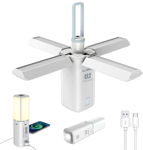 KLARUS CL2 Multifunktional Campinglampe, 10000 mAh wiederaufladbare Deform Camping Licht, 750 Lumen Camping Laterne mit 8 Beleuchtungsmodi, IPX5 für Zelte, Angeln, Notwanderung