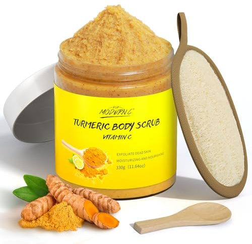 Körperpeeling mit Kurkuma Vitamin C, Peeling, entfernt abgestorbene Haut, verbessert dunkle Flecken, natürliche Tiefenreinigung, Glatte Haut und strahlender Teint, Körperpflege für Männer Frauen