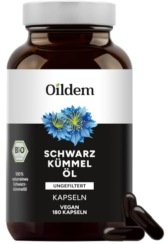 Oildem Bio Schwarzkümmelöl Kapseln vegan (ungefiltert)