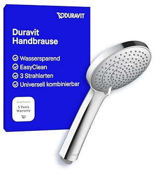 Duravit Universal Duschkopf, Duschbrause mit 3 Strahlarten (Rain, Intense, Soft), Handbrause rund (Ø 110 mm), Brausekopf mit wassersparender MinusFlow-Funktion, reinigungsfreundlich, UV0650017010