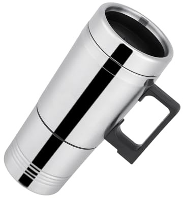 Elektrische Heizung Tasse für 300ml, 12V/24V, Edelstahl Reise Thermosflasche, Autokocher für heiße Getränke, portabler Getränketräger im Auto mit praktischer Schließung