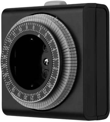 REV Zeitschaltuhr Steckdose - 24h Format, 96 Zeiten a 15min, anthrazit | Mechanischer Timer Steckdose | 230VAC, max. 16A/3680W