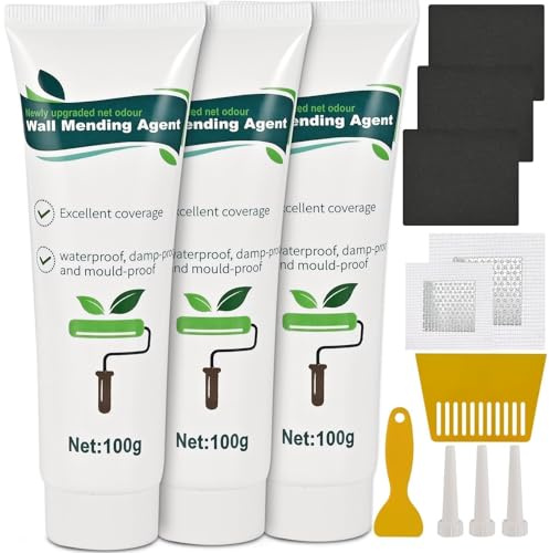 Cieex Wandreparaturcreme, Spachtelmasse Weiß Innen, Löcher Wand Füllen Weiß, Wand Reparatur Reparaturspachtel Set, Effektiv Fertigspachtel zur Löcher Wand Füllen, Bohrlöcher Verschließen (300g)