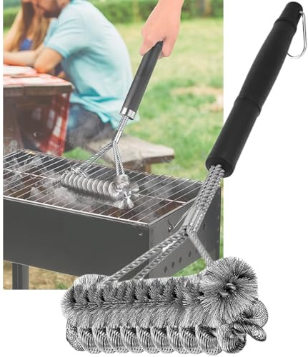 Kezidhp Grillbürste für Gussrost, Grill Bürste mit Extra Langer Wärmedämmung Griff, Drahtbürste Grill, Grillbürste Edelstahl, für Gasgrill, Holzkohlegrill, Kugelgrill, Elektrogrills