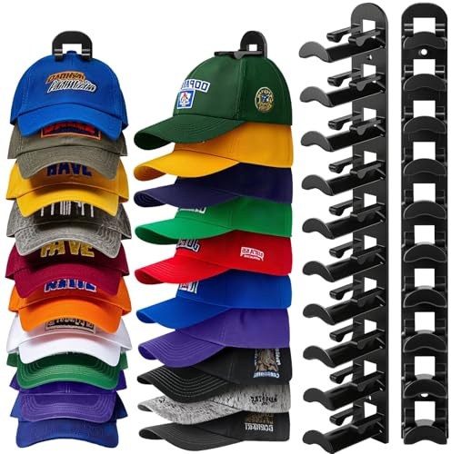 Jcocylse Kappenhalter - Wandhalterung für Caps & Hüte | Stabile Cap Halterung Wand | Praktische Hutablage mit Haken | Cap Organizer für Mützen, Basecaps Typ B (Schwarz)