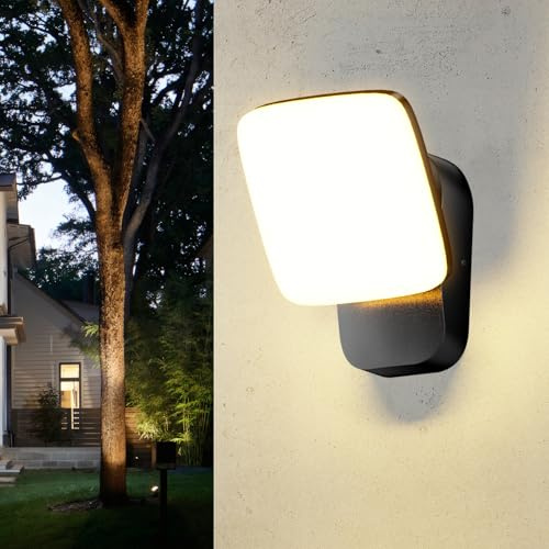 HaoDrisk Außen Lampe LED Außenlampe - Innen 3000K Wandleuchte IP65 Aussen Wandlampe mit Schwenkbar LED Panel Aluminium Außenleuchte Anthrazit Außenbeleuchtung für Garten, Terrasse, Eingang, Warmweiß