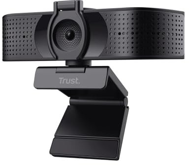 Trust Teza 4K Ultra HD Webcam, 3840x2160 mit 2 Mikrofonen und Autofokus, 30 FPS, USB Plug & Play, Web Kamera für Teams, Zoom, Skype, PC, Laptop, Mac, MacBook - Schwarz