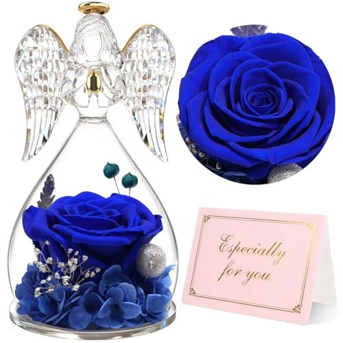 Yamonic Muttertagsgeschenke für Mama, Ewige Rose Engel Muttertagsgeschenk, Ewige Rose im Glas Geschenke für Frauen, Oma Geschenke,Geburtstagsgeschenk für Frauen,Schutzengel Geschenk Muttertag