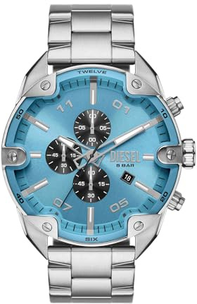 Diesel Watch für Männer Spiked Quarz/Chrono Uhrwerk 49 mm Gehäusegröße mit einem Edelstahlarmband DZ4655